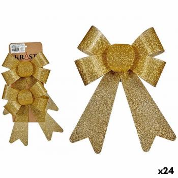 Krist+ Weihnachtsdekorationsset Schleifen Gold PVC 16 x 3 x 18 cm 24 Stück