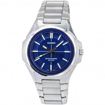 Ceas de mână bărbați Casio Standard MTP-RS100D-2A cu cadran blu din oțel inoxidabil Solar