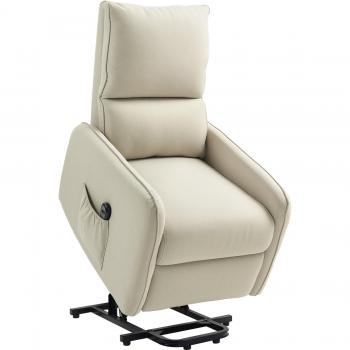 Sedia Relax Alzapersona Elettrica Reclinabile, Beige, con Tasca Integrata