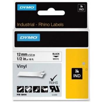 Dymo Rhino Industrial Vinyl Tape 12mmx5.5m Black on White 18444