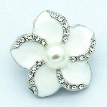 Rhinestone Pearl Colorful Flower Snap Buttons 20MM for Jewelry KZ1377