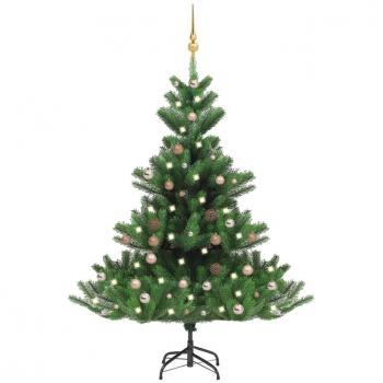 Árbol de Navidad Nordmann con Luces LED y Círculos Verdes 120 cm