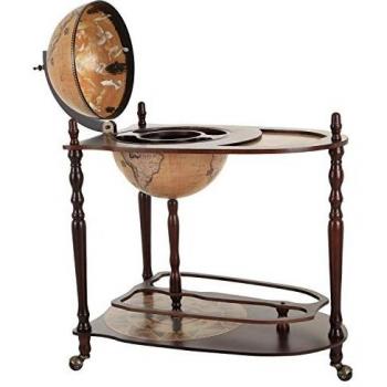 Retro Globe Trolley with Glass Rack