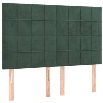 VidaXL Samt Kopfteil Dunkelgrün 144x5x118/128 cm mit LED