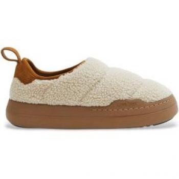 Moon Boot Quilted Shearling Flat – Beige, US9, Non‑Slip Round Toe