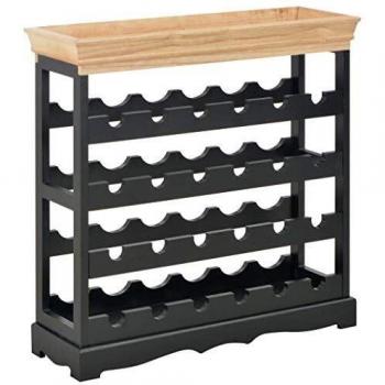 VidaXL Compact Black Wine Cabinet 70x22.5x70.5 cm MDF