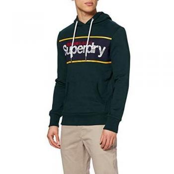 Superdry Sudadera Core Logo Stripe, Verde (Academy Green Xo9), S para Hombre