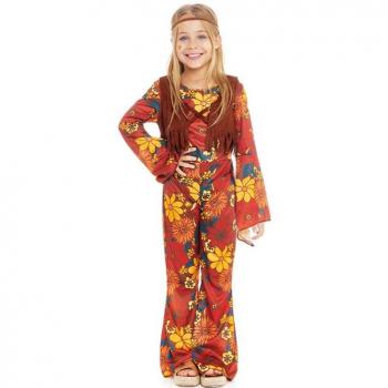 Disfraz de Hippie para niña con mono y chaleco