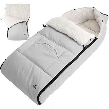 KIDIZ® Grauer Kuschelsack mit Reißverschluss – Baby‑Fußsack für den Winter, leicht waschbar