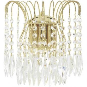 2 Light Gold Wall Light with Crystals E14 Waterfall Design