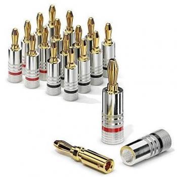 sonero® Bananenstecker 16er-Set, für alle Lautsprecherkabel mit einem Durchmesser bis max. 6mm², 4 Stück mit Farbcodierung