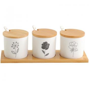 Kitchen Spice Organizer with Ceramic Jars
