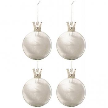Décoration de Noël : 4 boules en verre blanc