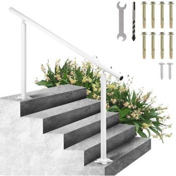 Rail d’escalier VEVOR en aluminium blanc – Rampe lisse 152,8x91 cm