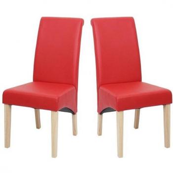 2er-Set Stühle Cesena ~ Kunstleder rot, helle Füße