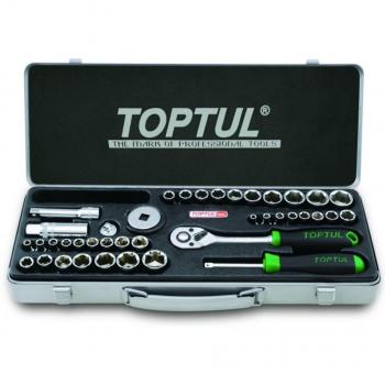 Steckschlüsselkoffer TOPTUL 25-teilig + 15 Adapter