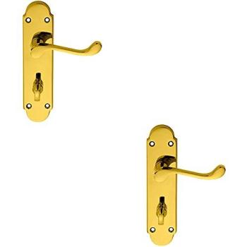 Vintage Brass Loop Lever Pair – 170 × 42 mm Bathroom Backplate