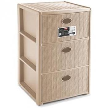 Cassettiera 3 Livelli Elegance Cashmere 40x40x60 cm Montata