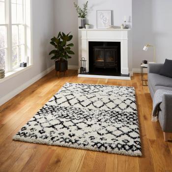 Scandi Berber Rug White/Black 200x290