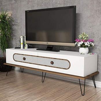 Mueble de TV con 2 puertas y diseño elegante blanco