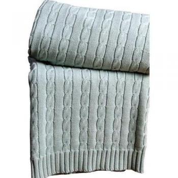 Duck Egg Blue Cotton Cable Knit Throw from Homescapes (170cm)