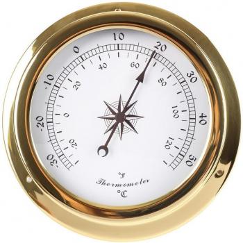 145mm Brass Weather Station with Barometer, Thermometer, Hygrometer, and Clock