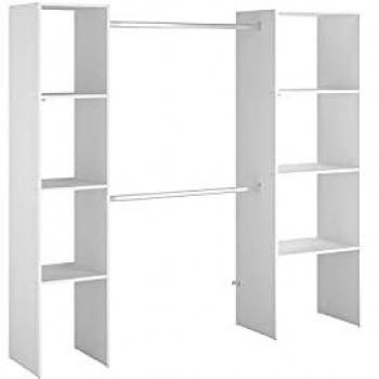 Armadio A Vista 198x40x180 Cm con 6 Ripiani e 2 Barre Appendiabiti Elysee