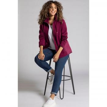 Giacca in maglia e pile con collo alto, tasche con zip, Donna, Rosso, Taglia: 64/66, Poliestere