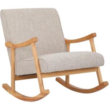Fauteuil à Bascule Tissu Crème Moderne