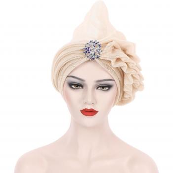 2022 Women’s 2022 Mesh African Turban with Exaggerated Diamonds – Summer Wedding Hat