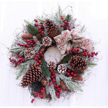 Décor Cône de Noël 50 cm – Couronne Fait Main