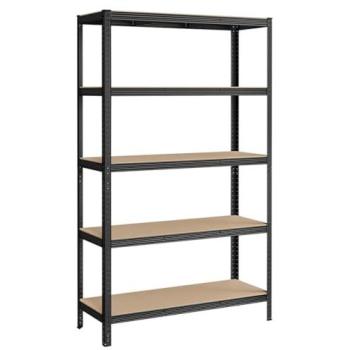 Scaffale pesante a 5 livelli con struttura in acciaio nero – capacità 875 kg, dimensioni 60 × 120 × 200 cm