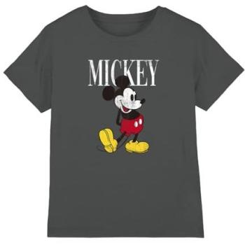 90s Mickey Mouse Charcoal T-Shirt for Girls, Size 12‑13