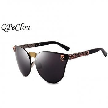 Gafas de sol planas QPeClou con diseño de gato y espejo