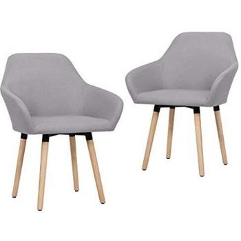 2 piezas de sillas de comedor de Tela Gris claro