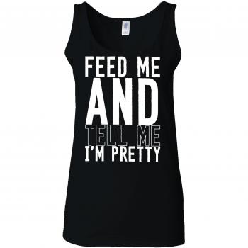 “Feed Me” Black Women’s L‑Size Funny Tank Top with Vest Design