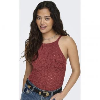 Top Only con estampado de Smiley en rojo oscuro de crochet en talla pequeña para mujer