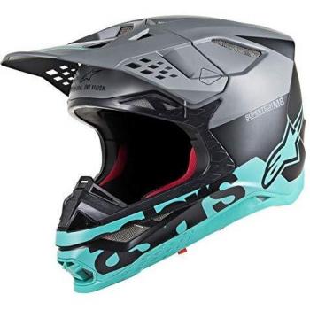 Alpinestars Casco Supertech S-M8 Mips Radium Nero Opaco-Grigio-Verde Acqua