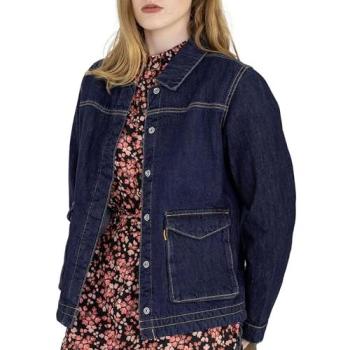 Enorsia Women's Classic Denim Trucking Jacket, Blue, 12