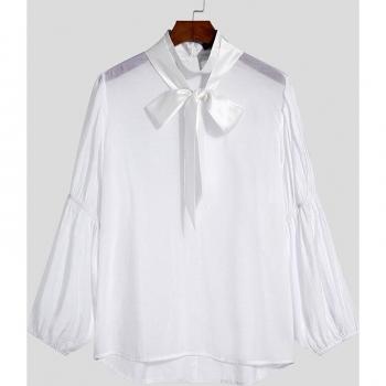 Camiseta de Hombre Cuello Alto, Manga Larga, Malla Color Sólido
