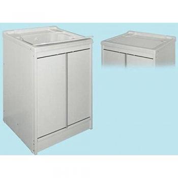 Scaffale per Lavatoio Mobile con Coperchio Richiudibile in Resina e PVC, Larghezza 60 cm, Profondità 50 cm, Altezza 84 cm
