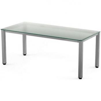 Executive Schreibtisch BxTxH 200x80x73cm verchromt mit Glasplatte