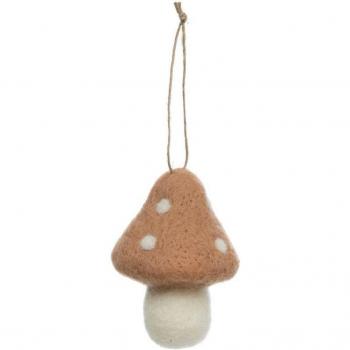 Albero di Natale: Fungo lana beige 8 cm – Atmosphera