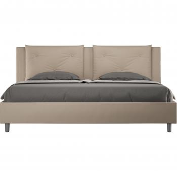 Appia King Size Letto Matrimoniale con Rivestimento Similpelle, 180x200, Tortora