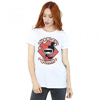 Harley Quinn Retro Chibi Cotton Boyfriend Top – M / White