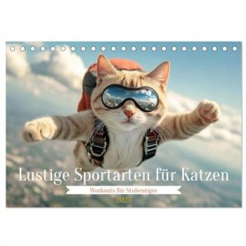 Lustige Sportarten für Katzen (Tischkalender 2025 DIN A5 quer), CALVENDO Monatskalender