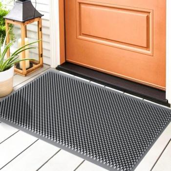 Tapis d’extérieure pour entrée, chambre, cuisine, couloir – Silicone grisé 43×76 cm
