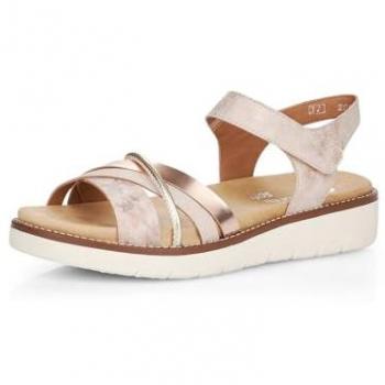 Damen‑Riemchensandale REMONTE – Metallic Gold, herausnehmbare Softeinlage
