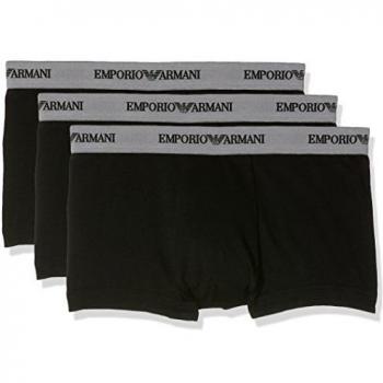 Emporio Armani CC717 Pack of 3 Boxer Shorts for Men, Black, Size M