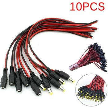 Connecteurs Pigtail 12V DC 5.5x2.1mm mâle femelle pour caméra de sécurité